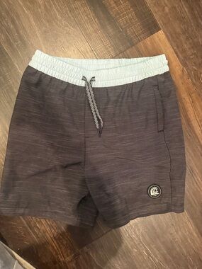 Boys Feather 4 Arrow Elastic Waist Shorts - Black with Light Blue Waistband